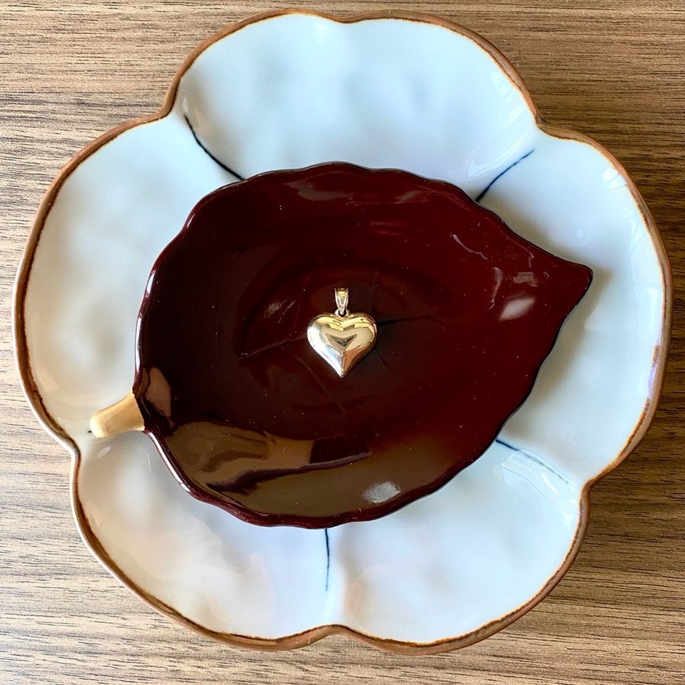 Solid 10k Yellow Gold Puff Heart Pendant (No Chain, Pendant Only)